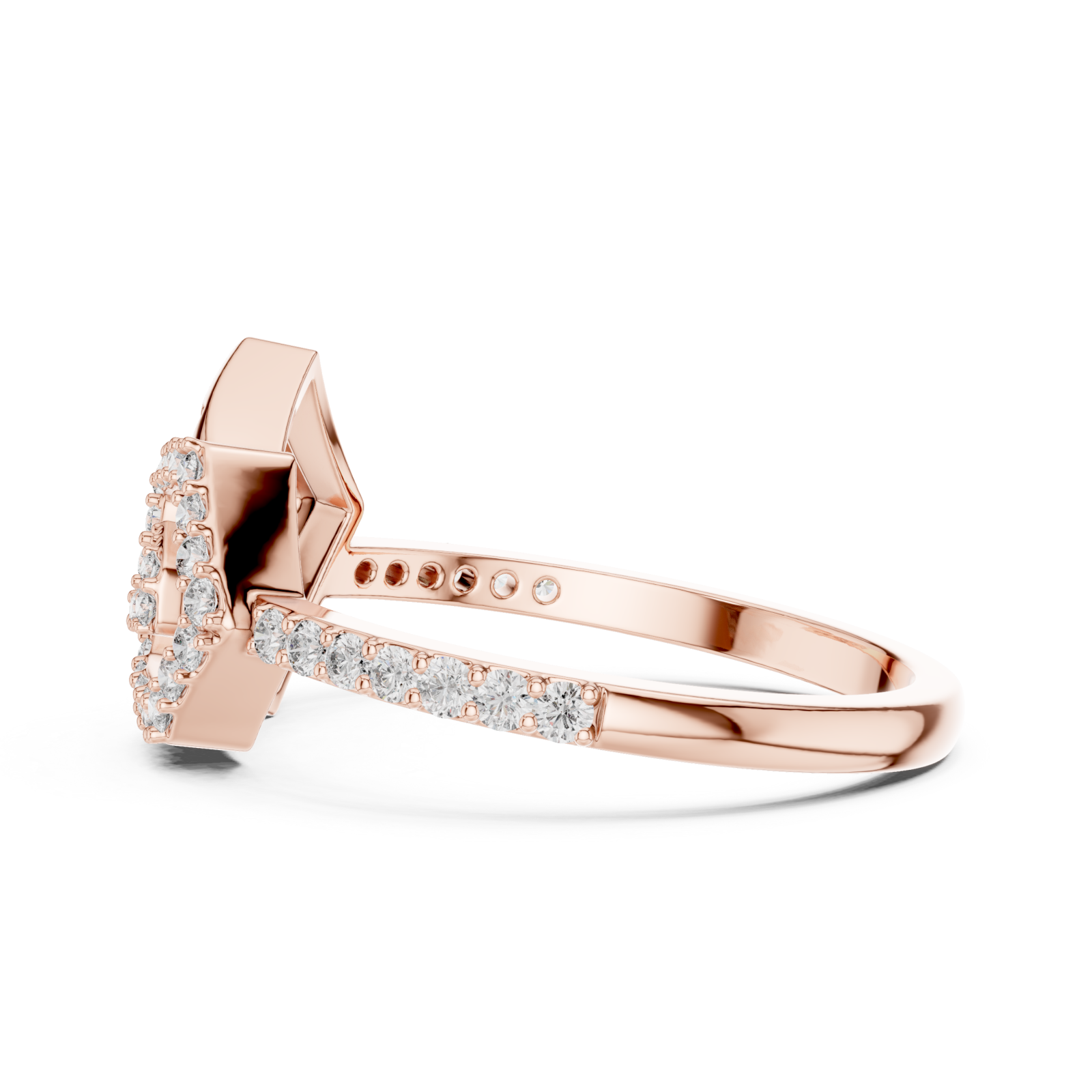  Rose Gold Celestial Harmony Petal Band Ring Side View