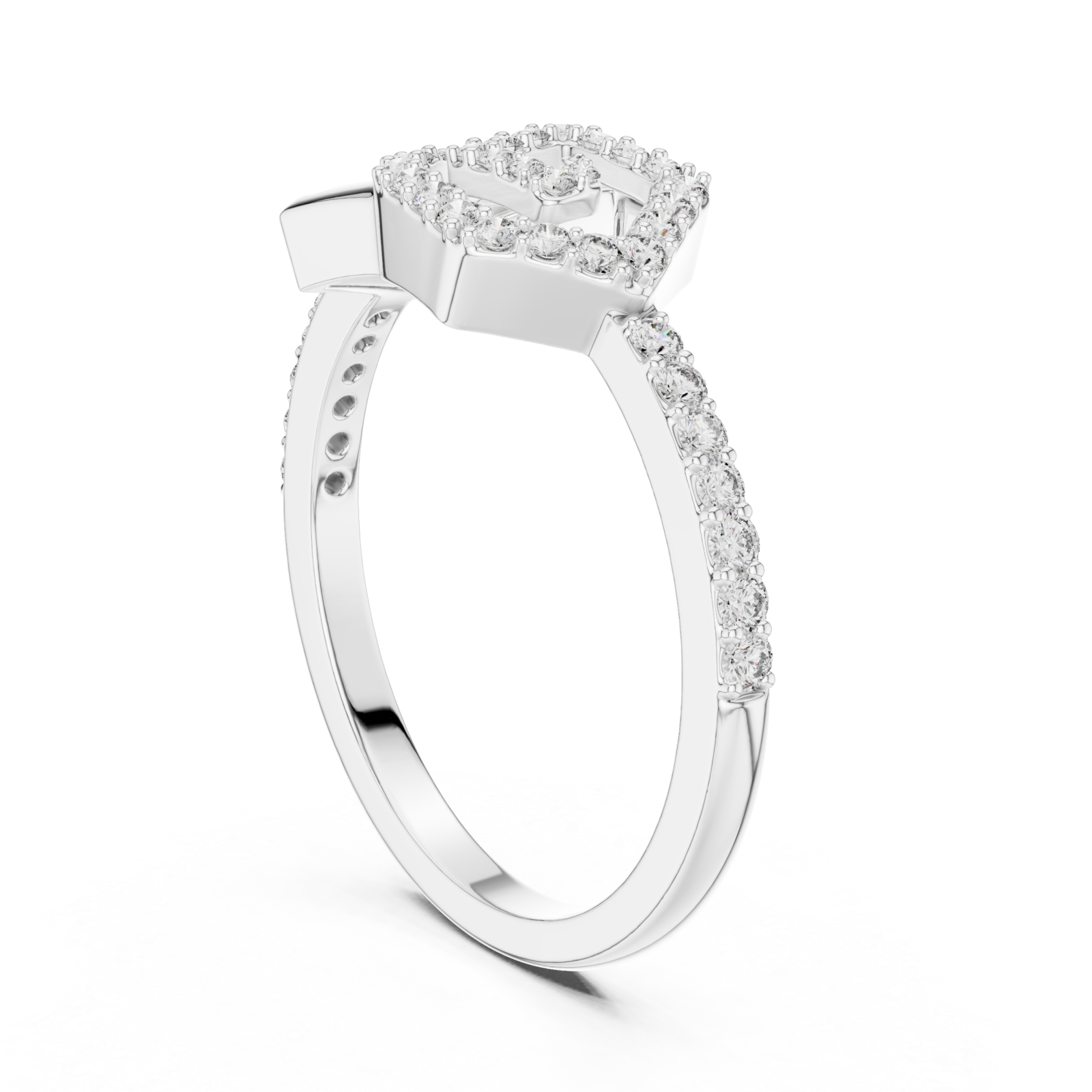  White Gold Celestial Harmony Petal Band Ring Left View