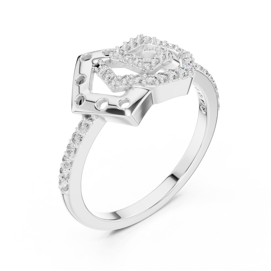  White Gold Celestial Harmony Petal Band Ring Right View