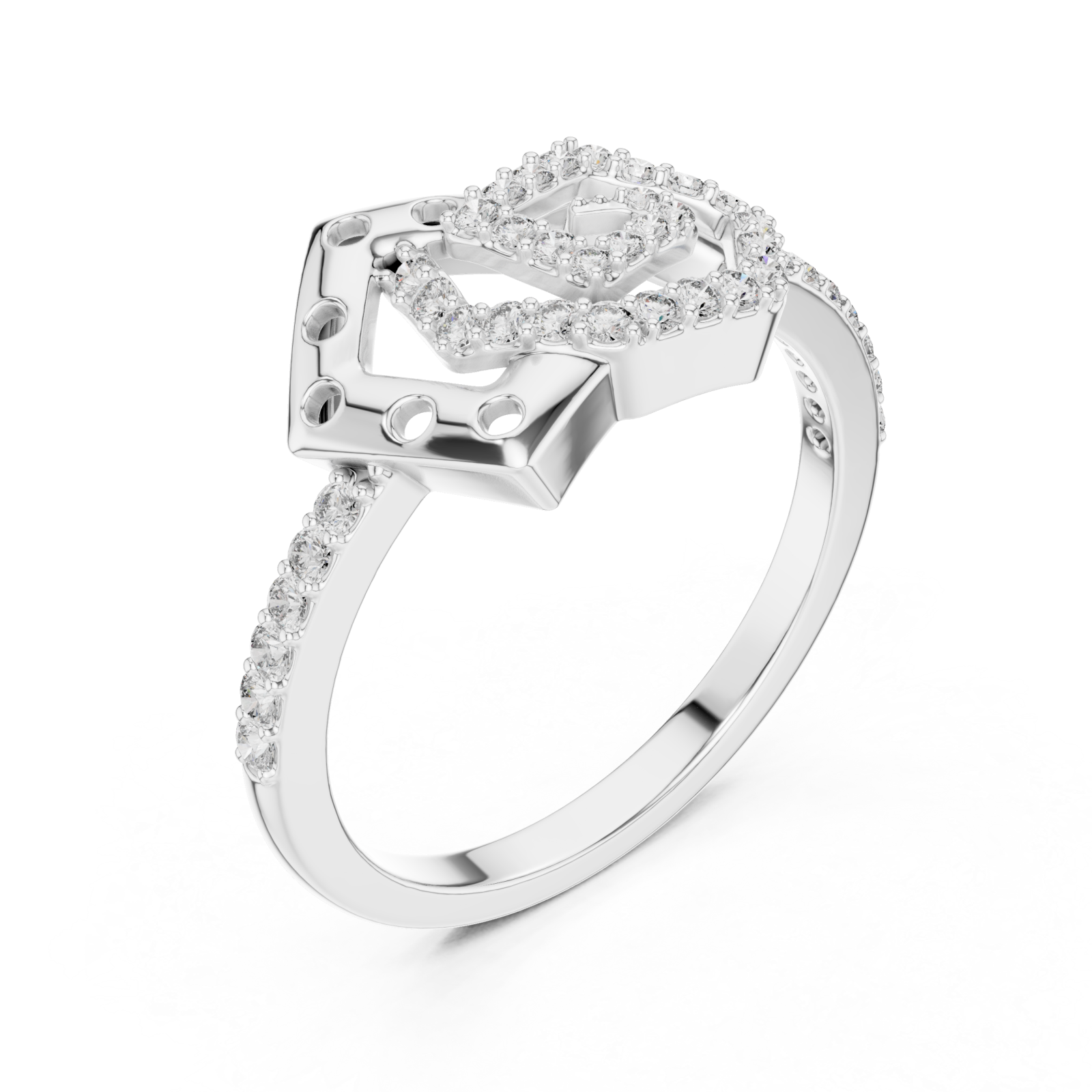  White Gold Celestial Harmony Petal Band Ring Right View