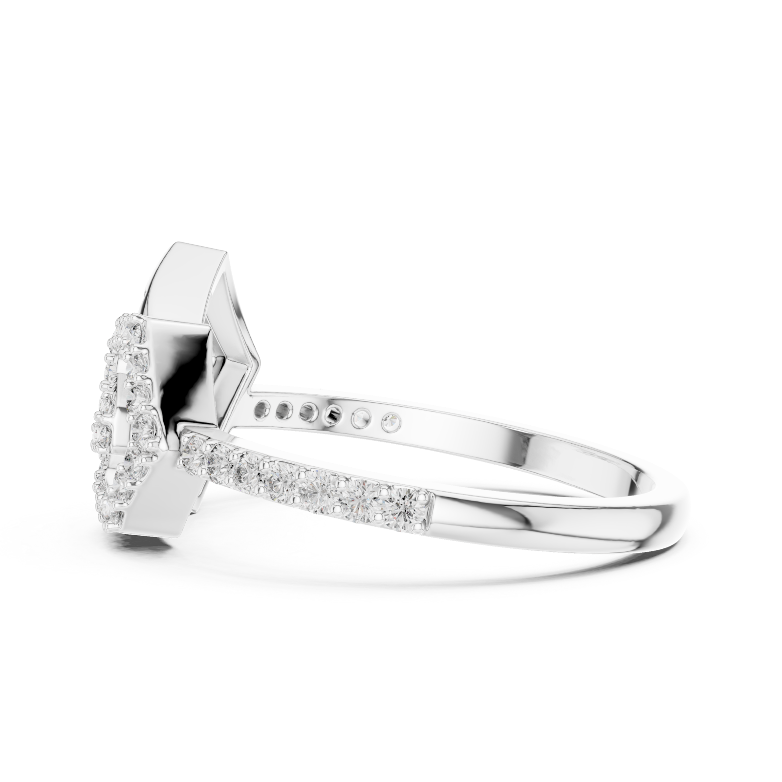  White Gold Celestial Harmony Petal Band Ring Side View