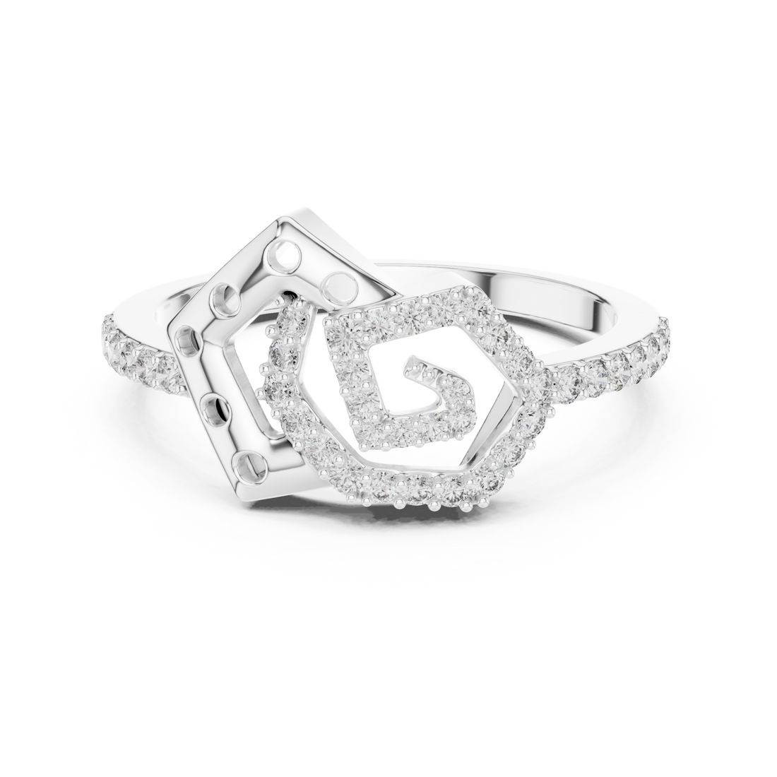  White Gold Celestial Harmony Petal Band Ring Right View