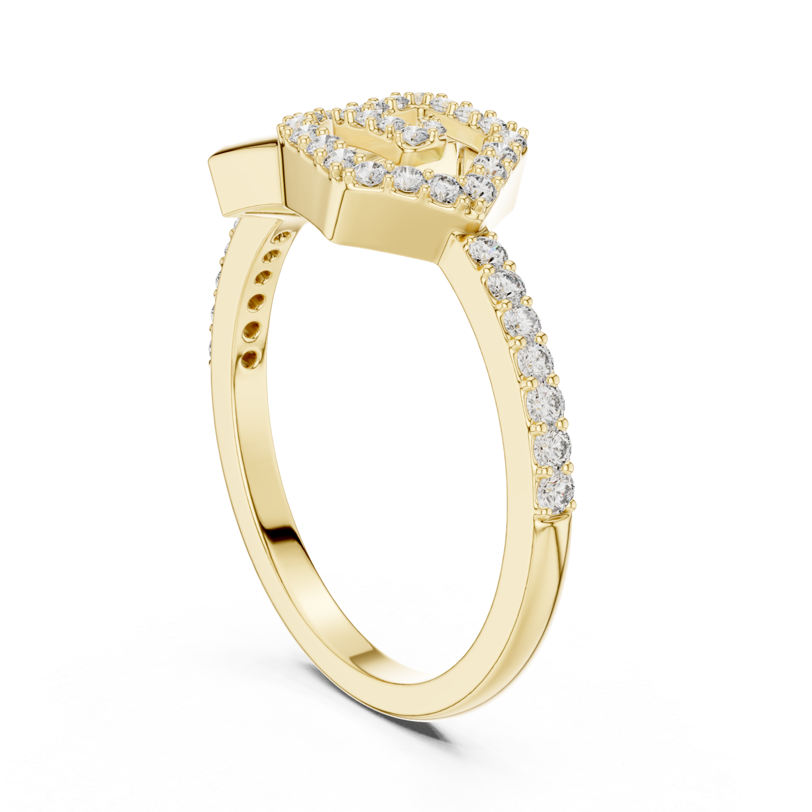  Gold Celestial Harmony Petal Band Ring Left View