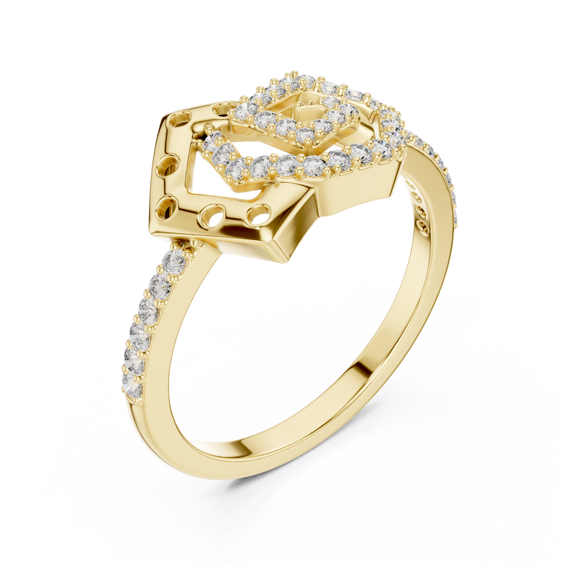 Gold Celestial Harmony Petal Band Ring Right View