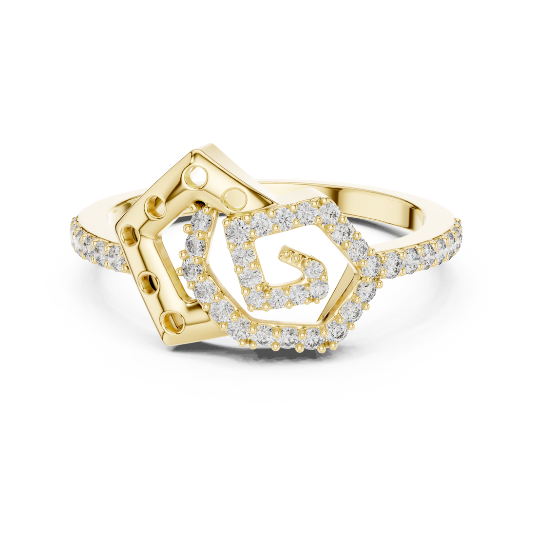 Gold Celestial Harmony Petal Band Ring Right View