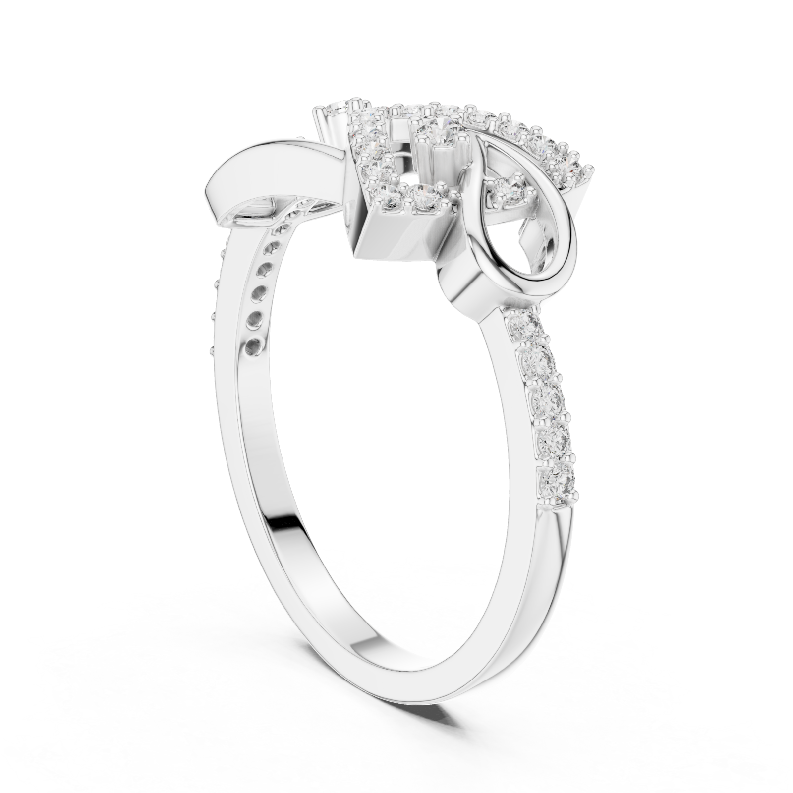  White Gold Infinite Charm Ribbon Band Left View