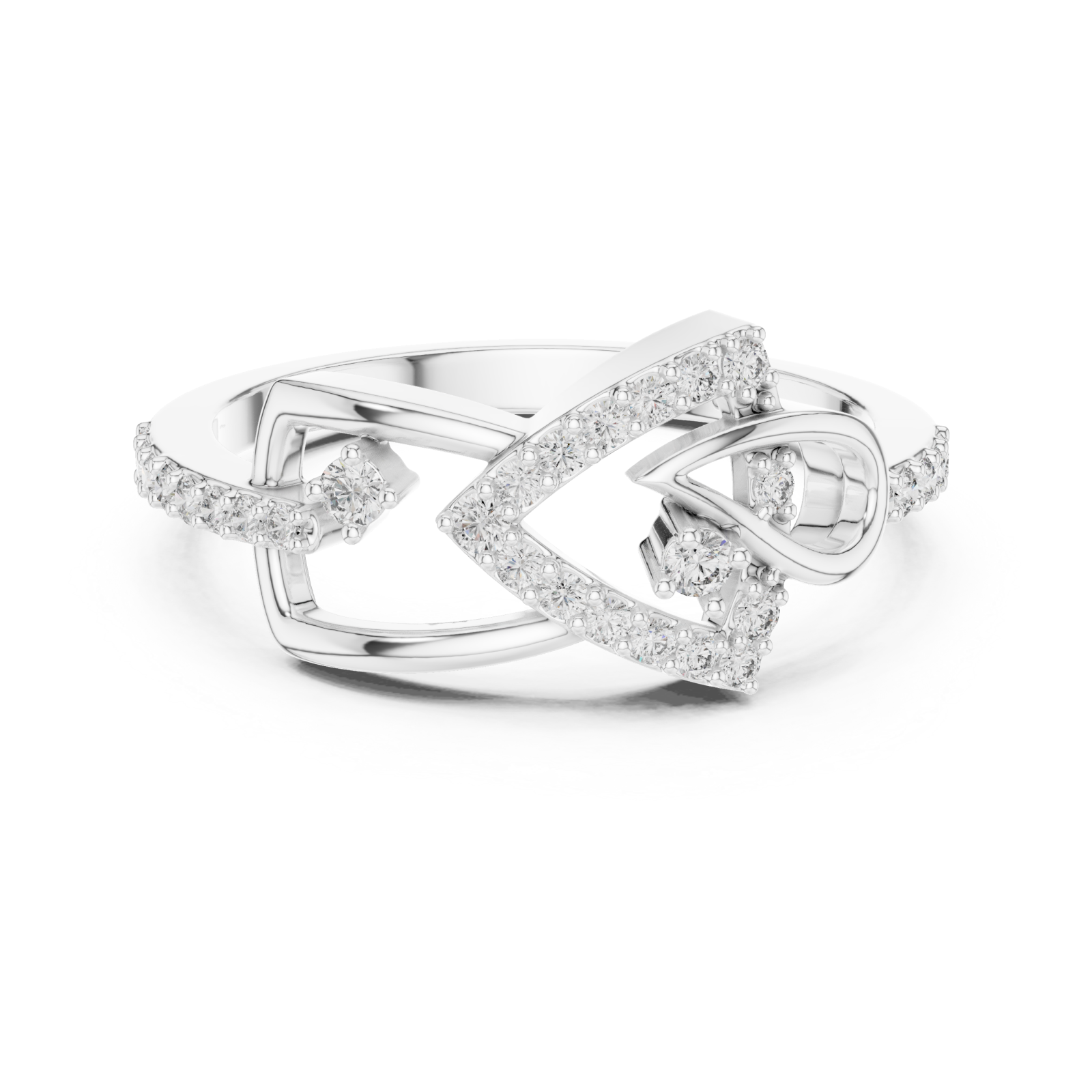  White Gold Infinite Charm Ribbon Band Front View