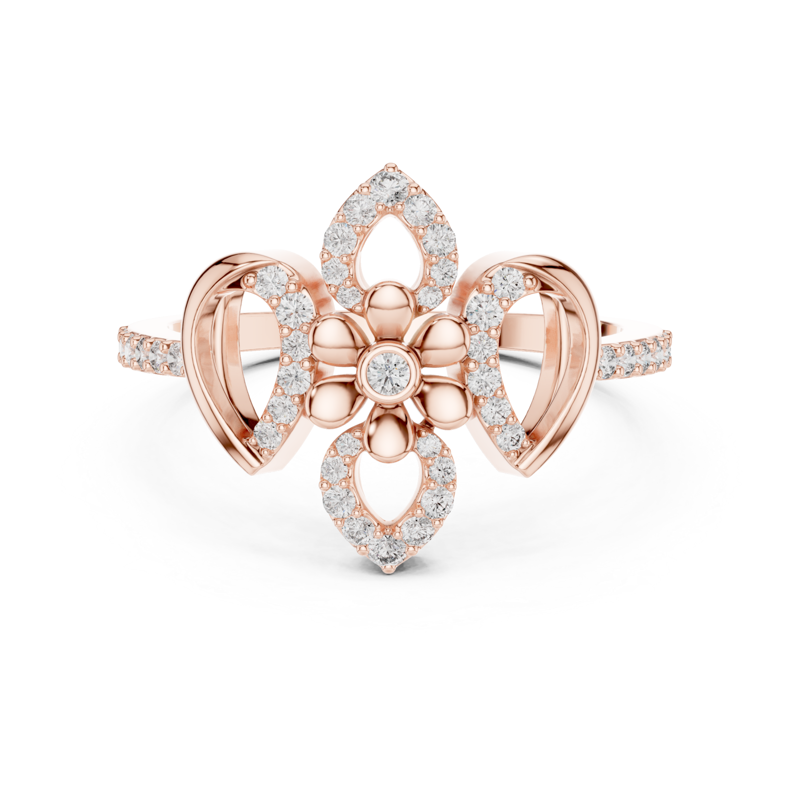  Rose Gold Petite Gracefully Wrapped Ring Front View