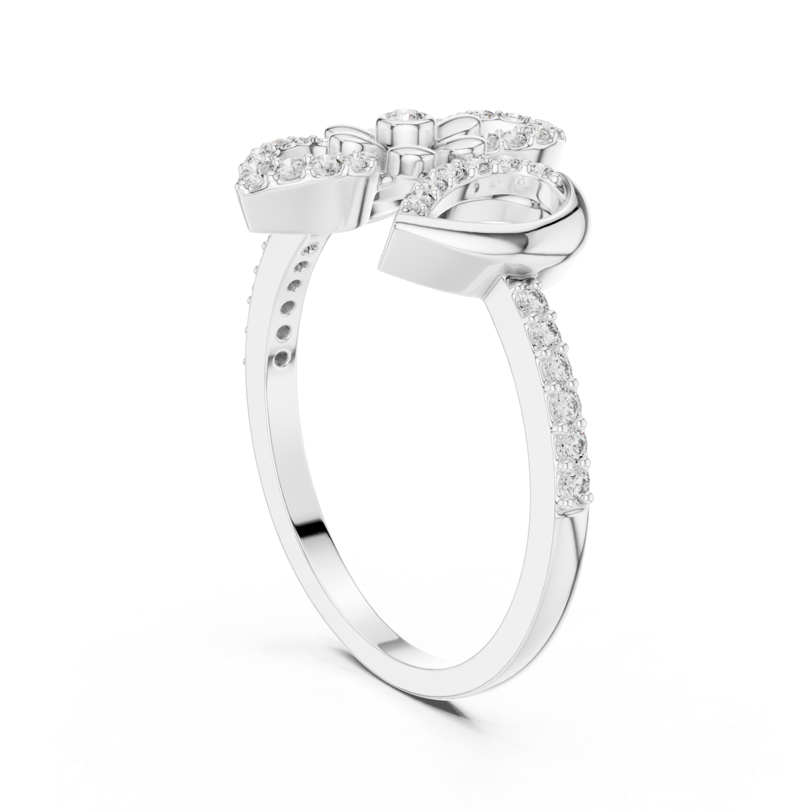  White Gold Petite Gracefully Wrapped Ring Left View