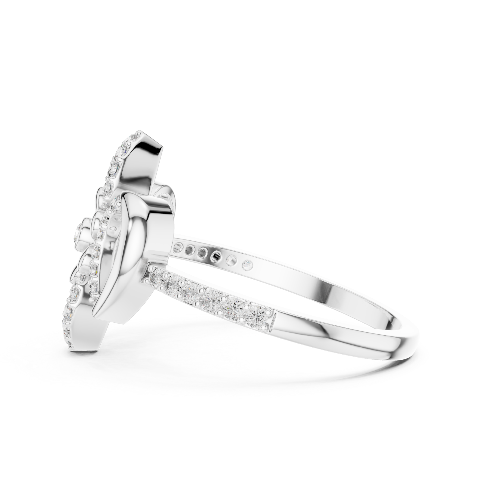  White Gold Petite Gracefully Wrapped Ring Side View