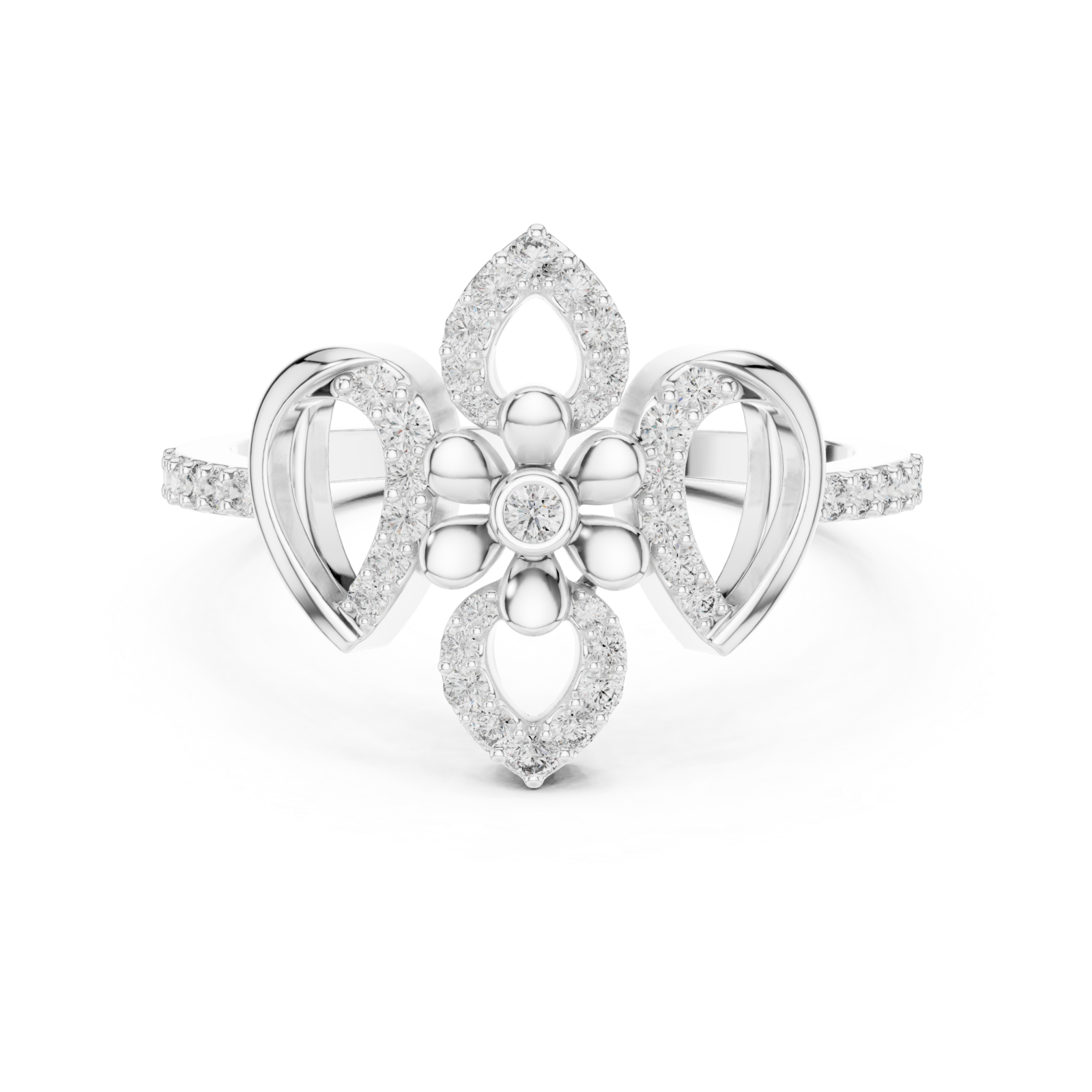  White Gold Petite Gracefully Wrapped Ring Front View