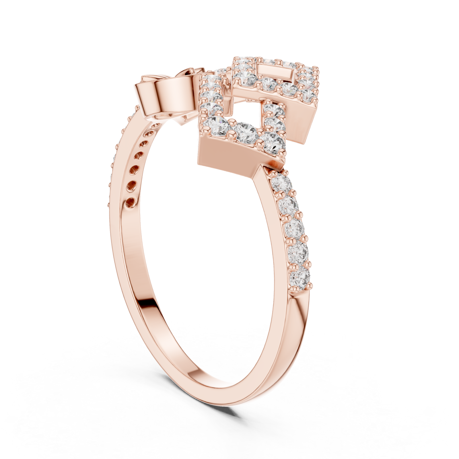  Rose Gold Petal Embrace Artful Ring Left View