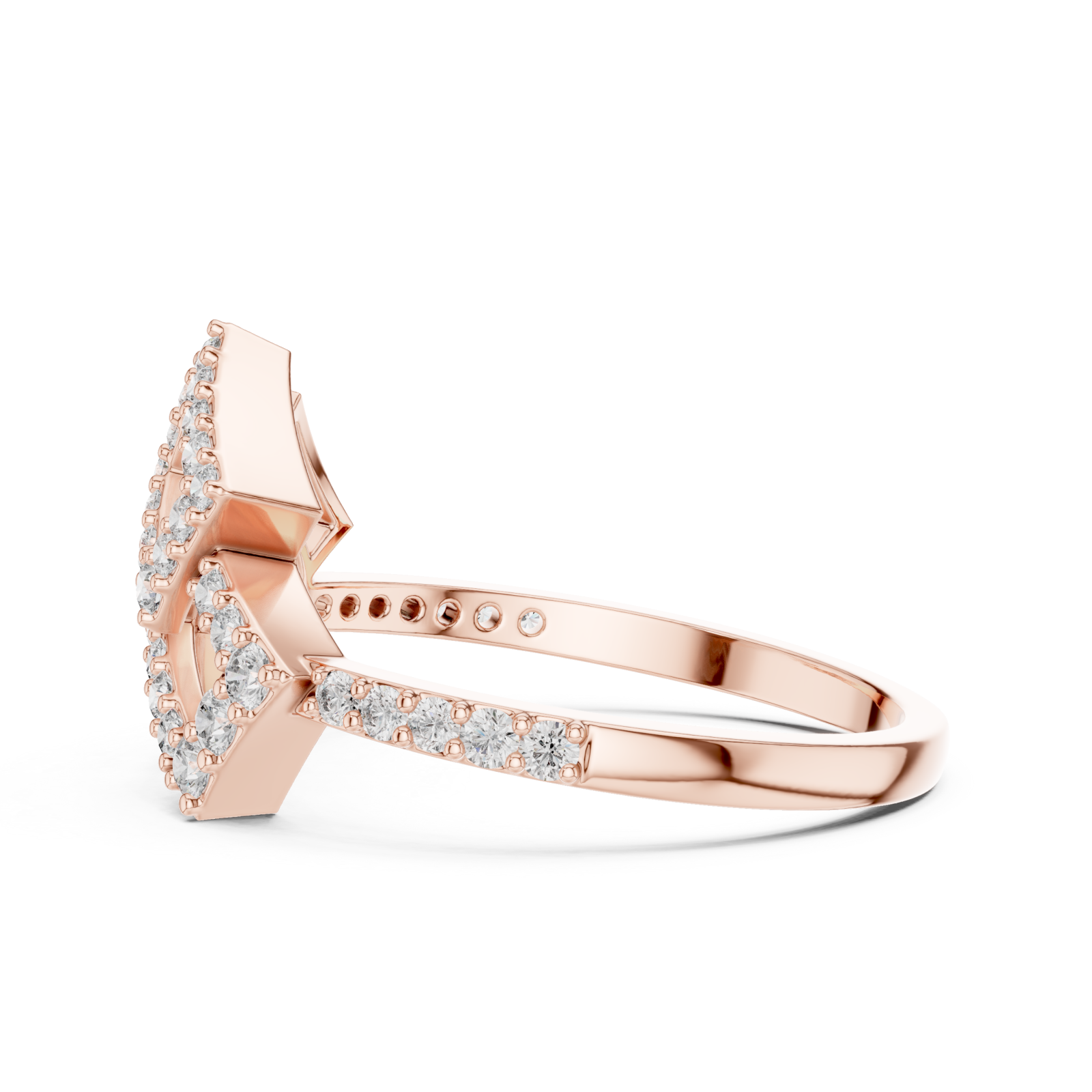  Rose Gold Petal Embrace Artful Ring Side View