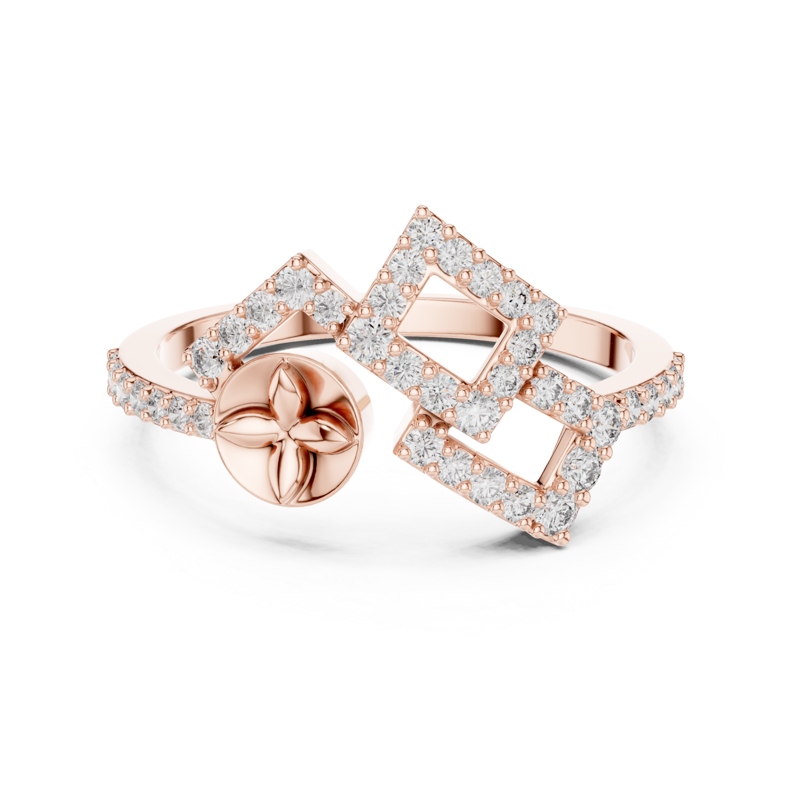  Rose Gold Petal Embrace Artful Ring Front View