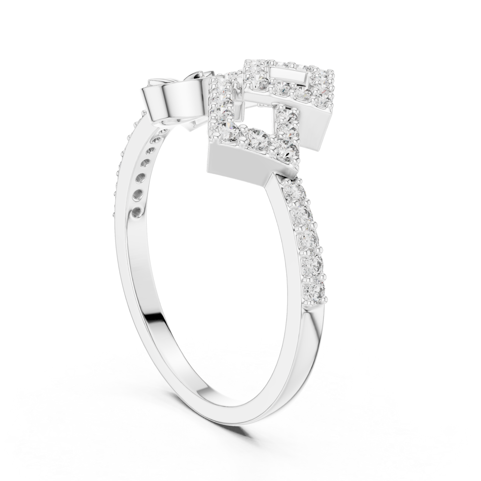  White Gold Petal Embrace Artful Ring Left View