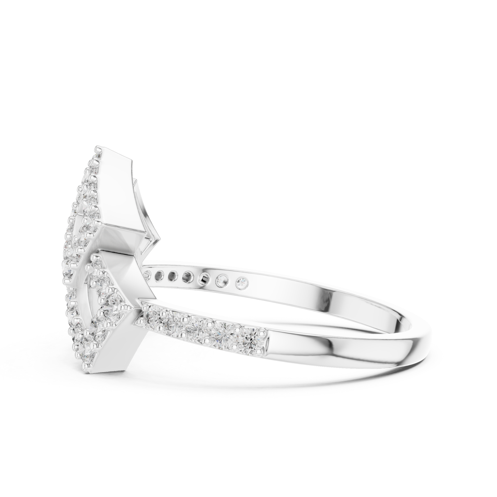  White Gold Petal Embrace Artful Ring Side View