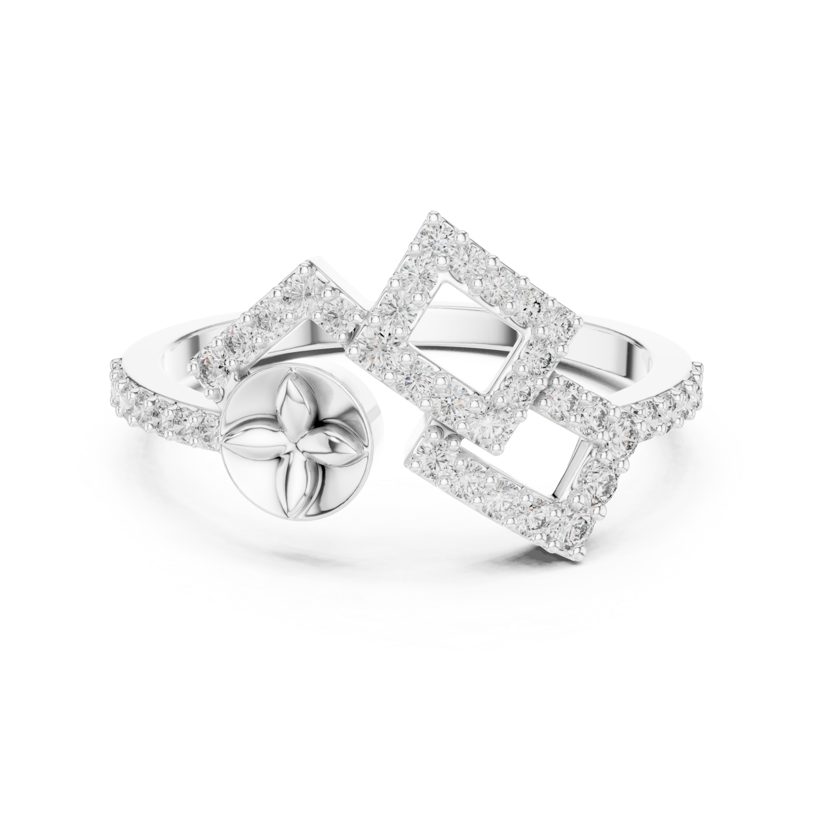  White Gold Petal Embrace Artful Ring Front View
