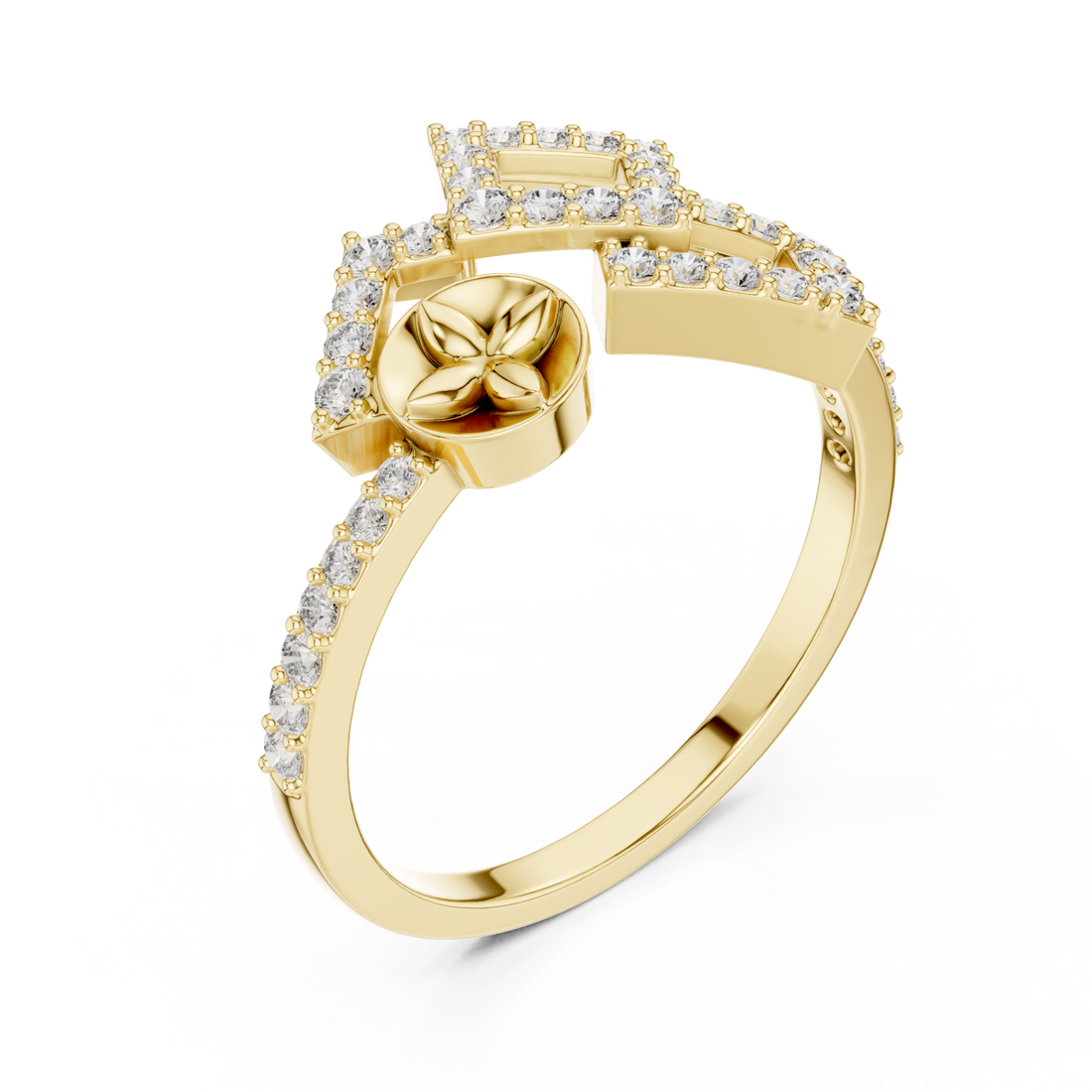 Gold Petal Embrace Artful Ring Right View
