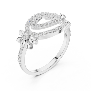 White Gold Starlit Graceful Bloom Dual Ring Right View