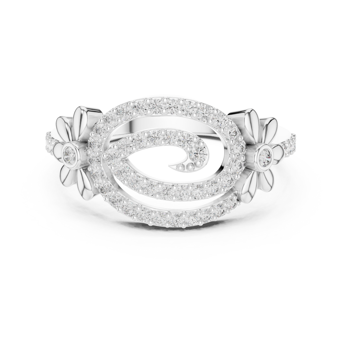  White Gold Starlit Graceful Bloom Dual Ring Right View