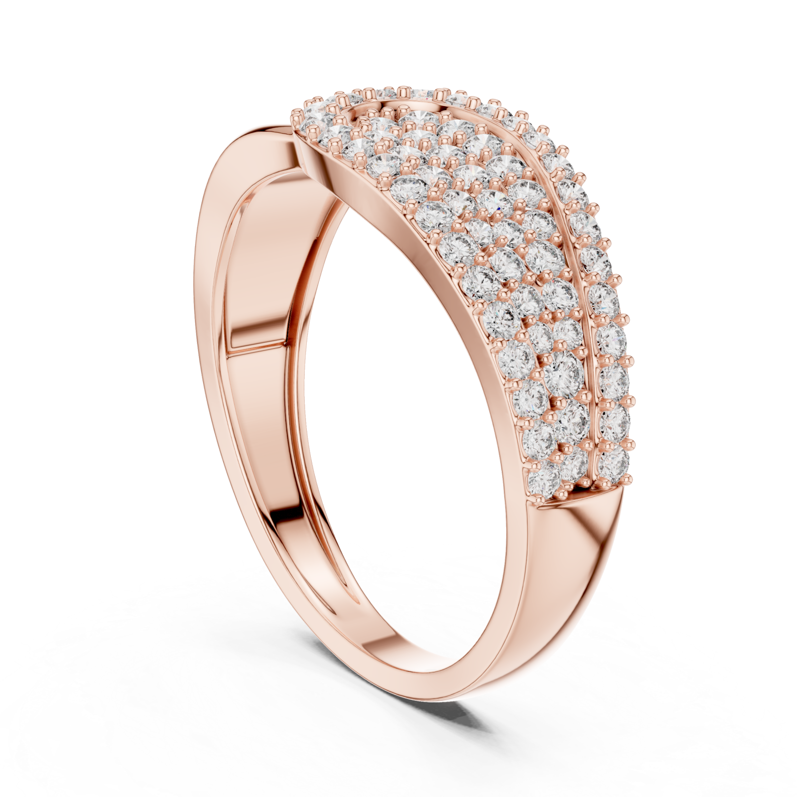  Rose Gold Timeless Graceful Contour Modern Band Ring Left View
