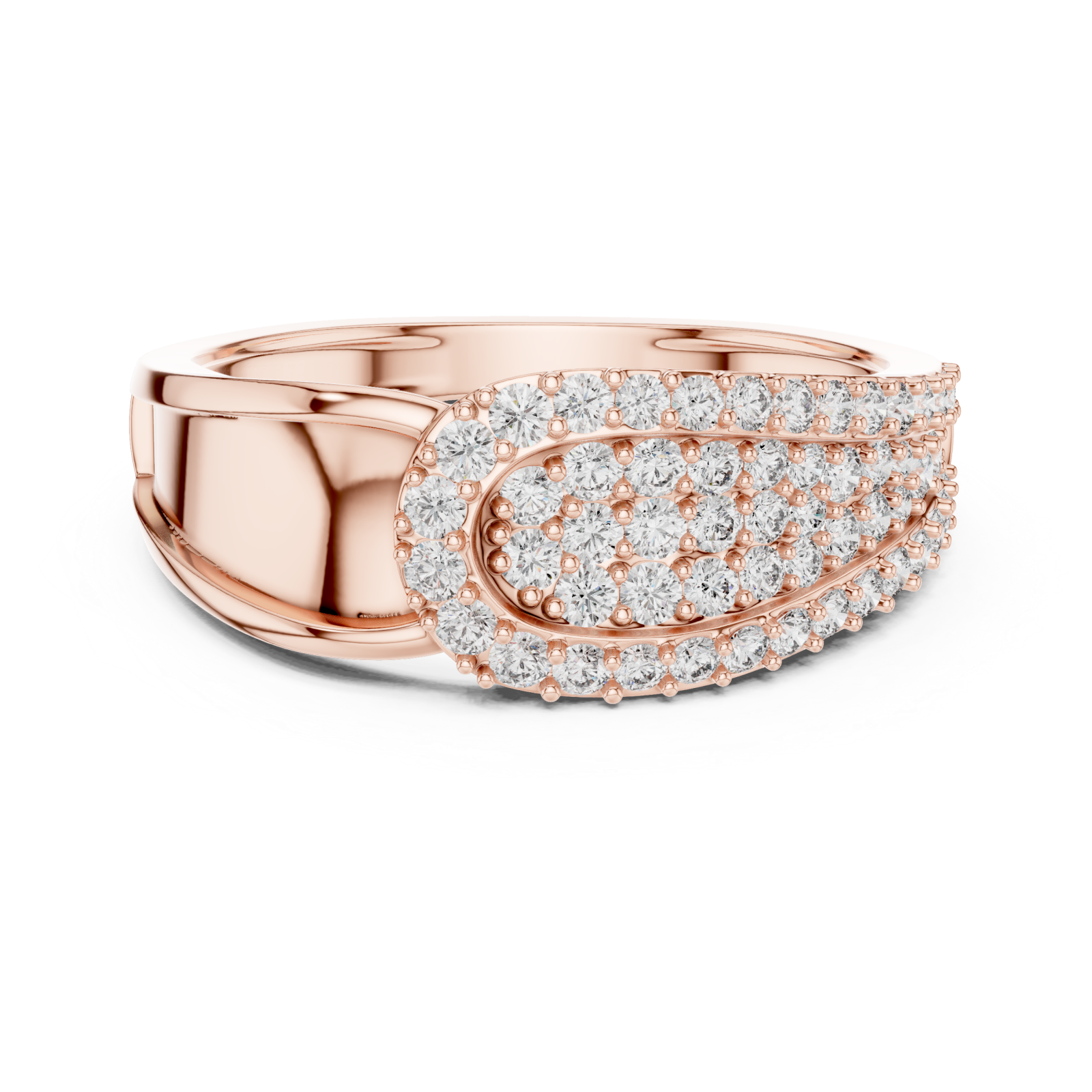  Rose Gold Timeless Graceful Contour Modern Band Ring Front View