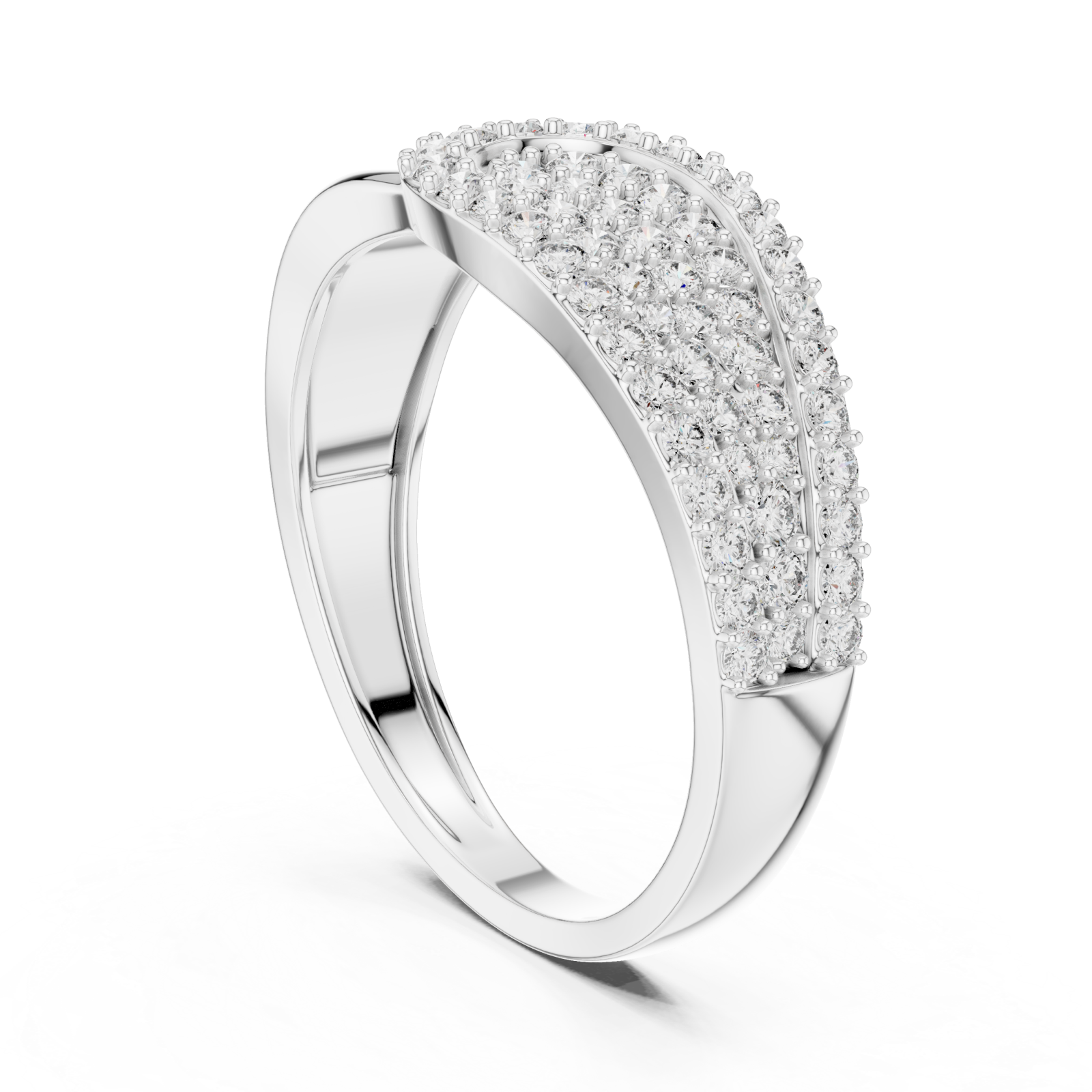  White Gold Timeless Graceful Contour Modern Band Ring Left View