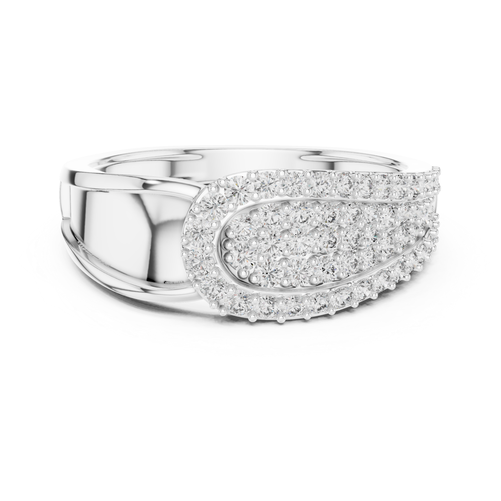  White Gold Timeless Graceful Contour Modern Band Ring Front View