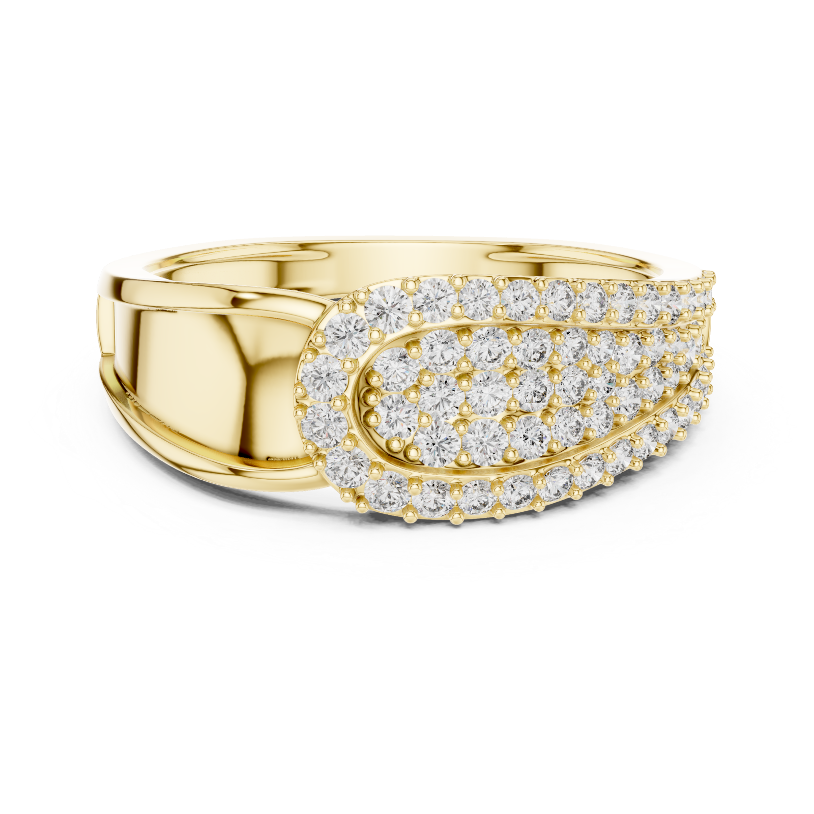  Gold Timeless Graceful Contour Modern Band Ring Front View