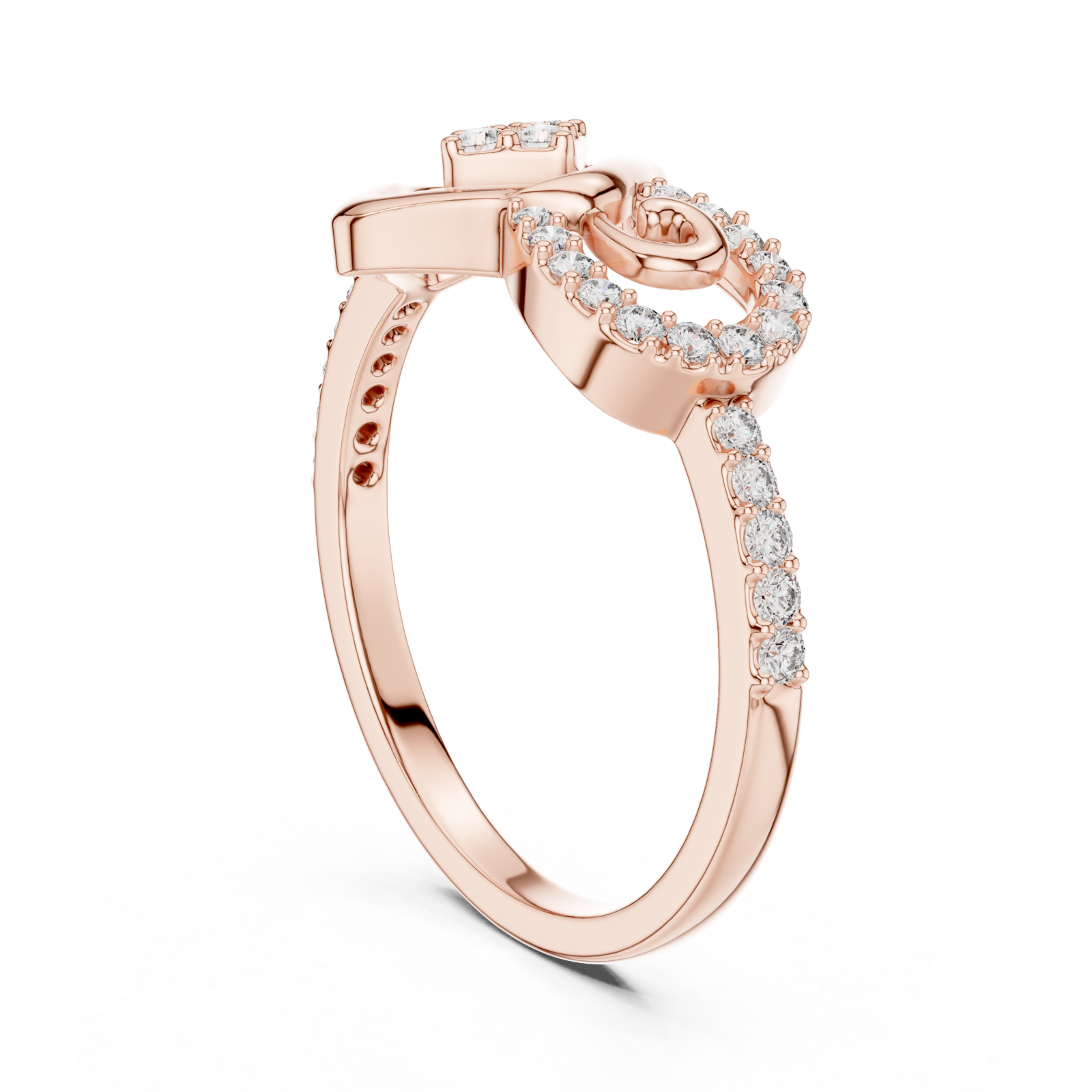  Rose Gold Radiant Harmony Infinity Loop Crown Ring Left View