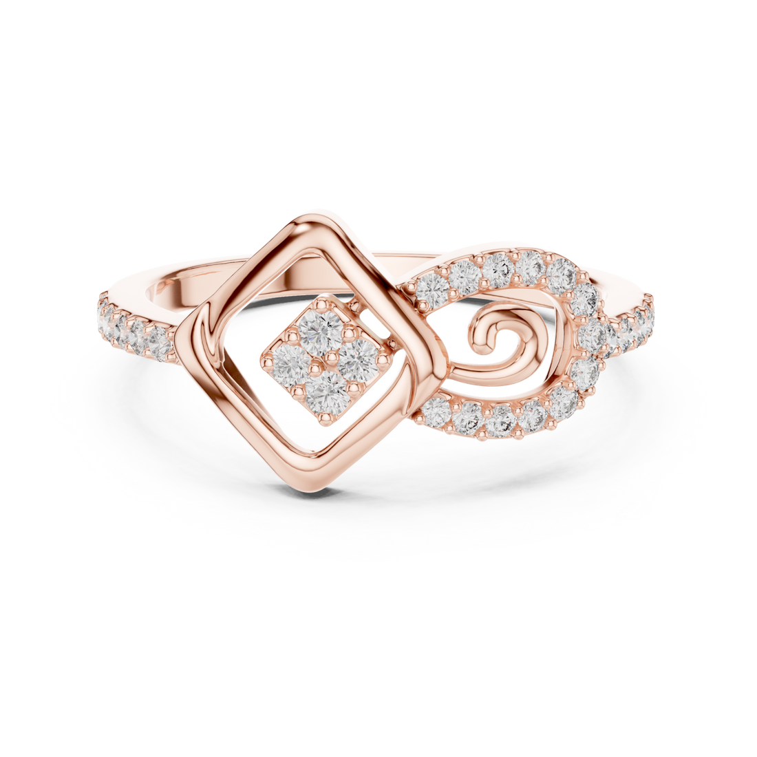  Rose Gold Radiant Harmony Infinity Loop Crown Ring Right View