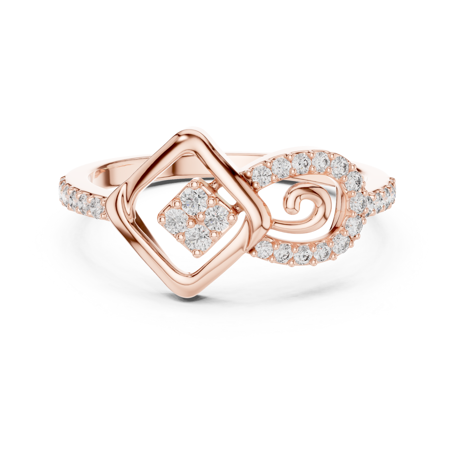  Rose Gold Radiant Harmony Infinity Loop Crown Ring Front View