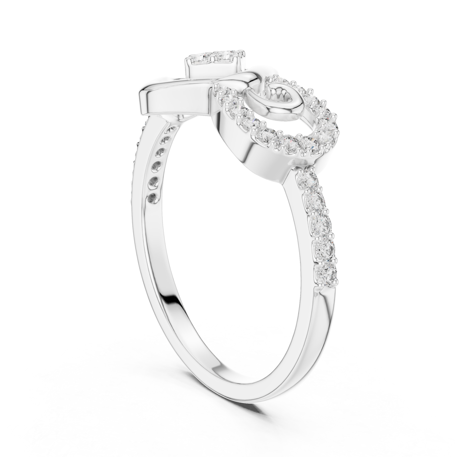  White Gold Radiant Harmony Infinity Loop Crown Ring Left View