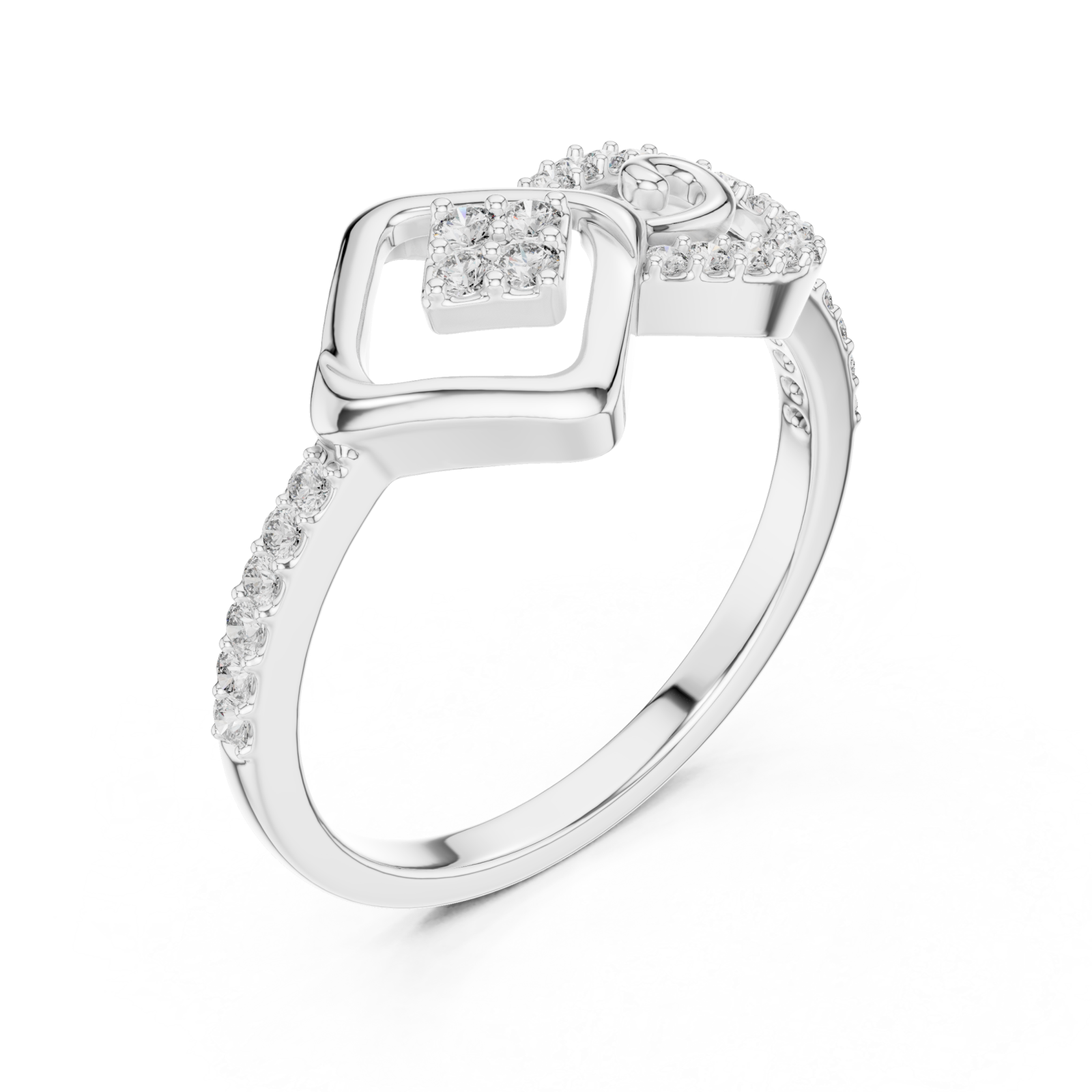  White Gold Radiant Harmony Infinity Loop Crown Ring Right View