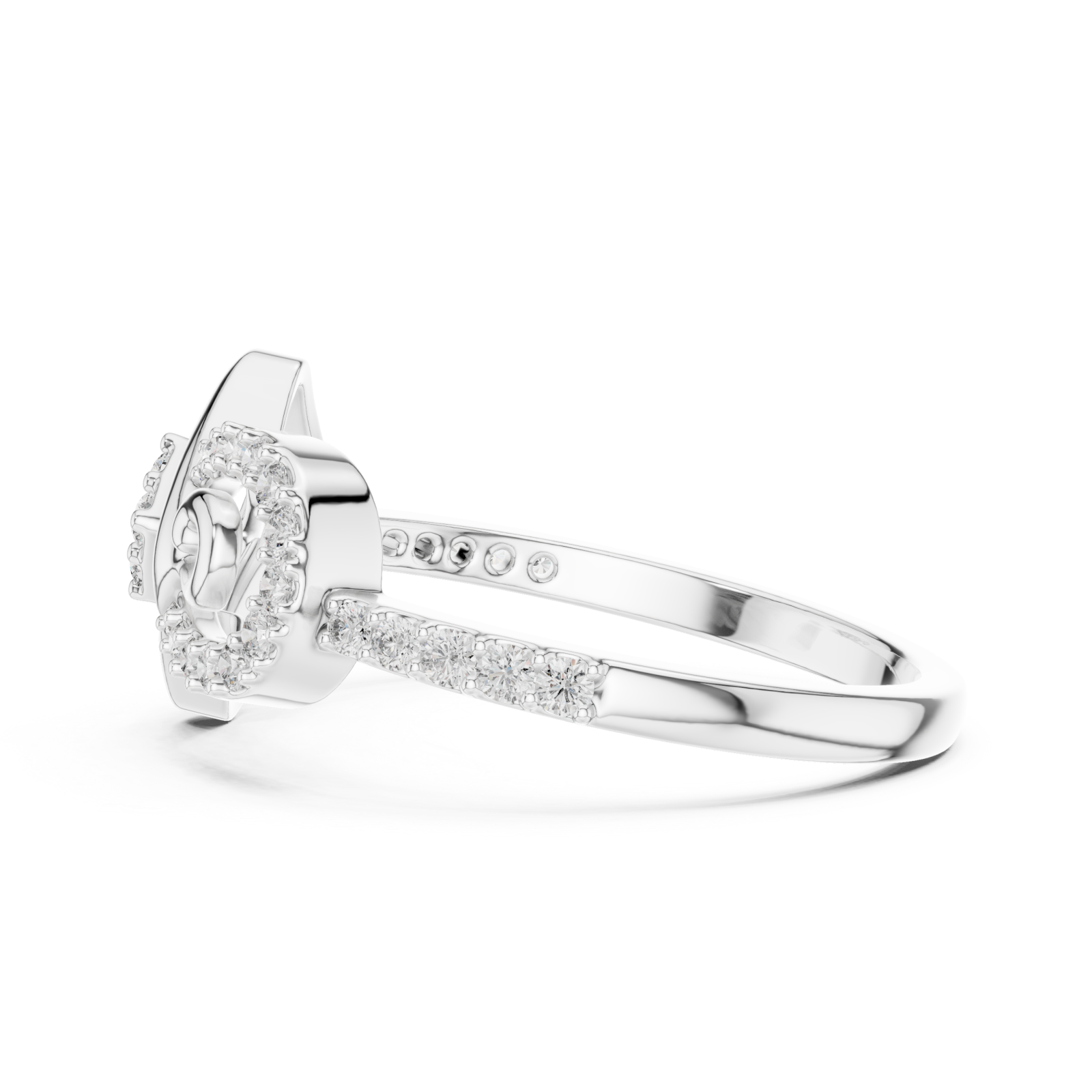  White Gold Radiant Harmony Infinity Loop Crown Ring Side View