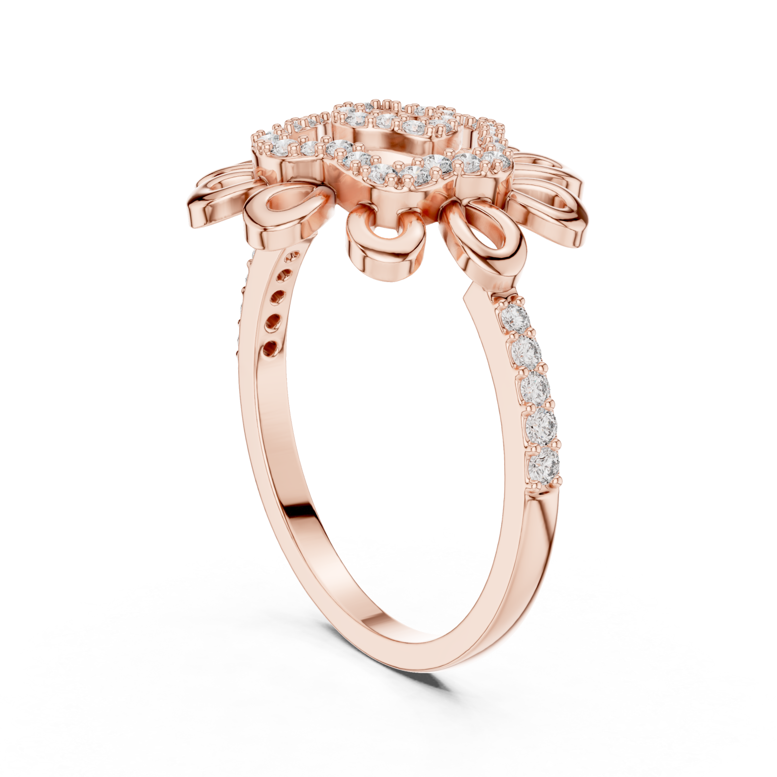  Rose Gold Petal Reverie Halo Ring Left View