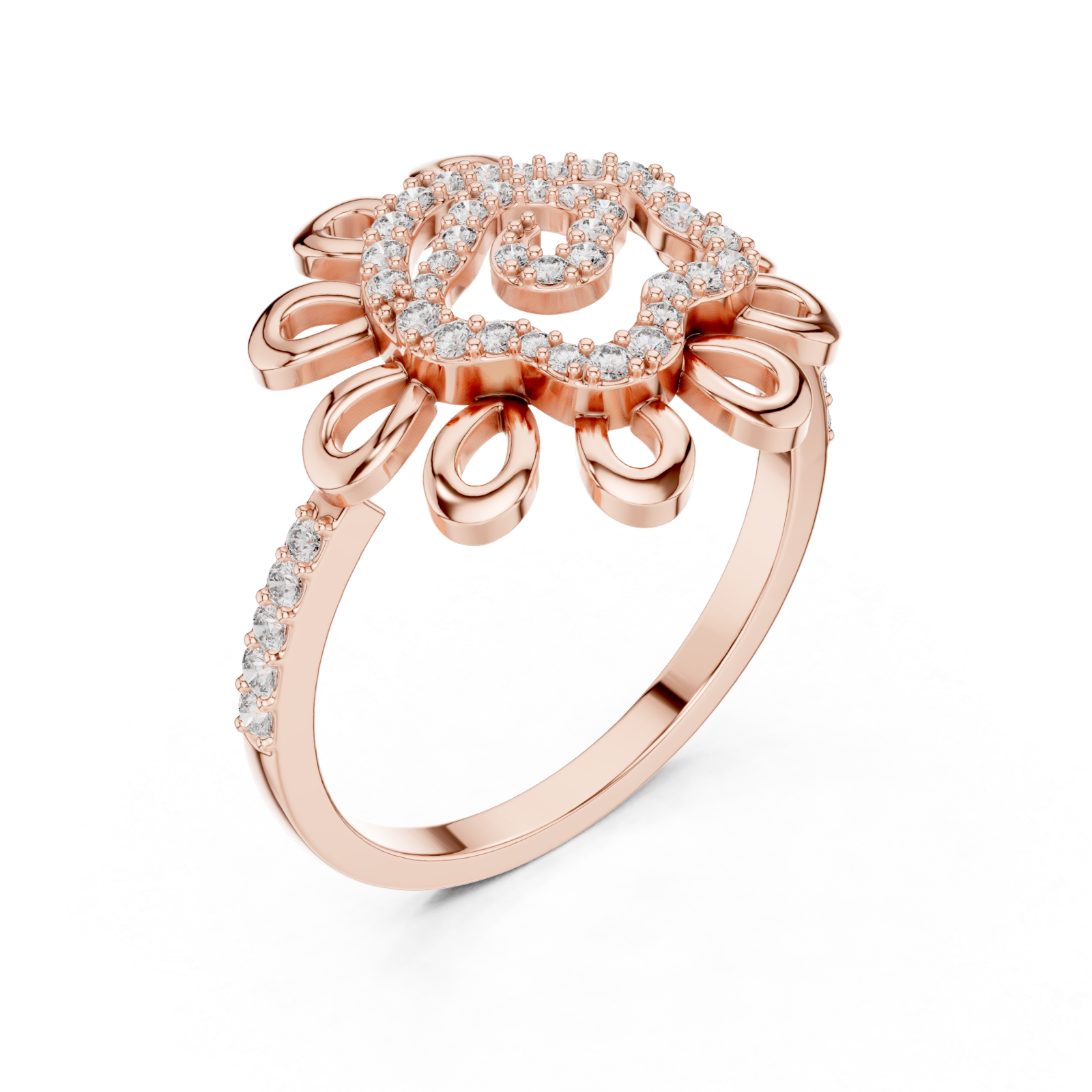  Rose Gold Petal Reverie Halo Ring Right View