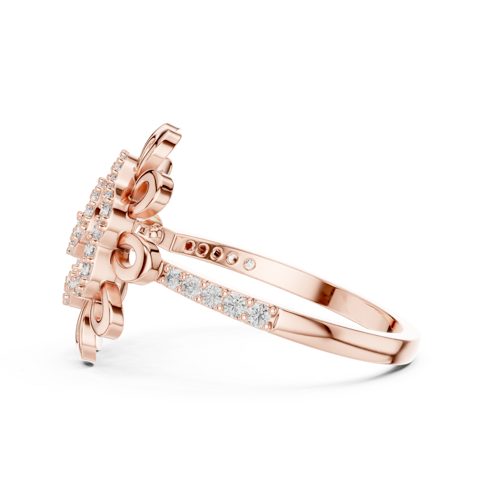  Rose Gold Petal Reverie Halo Ring Side View