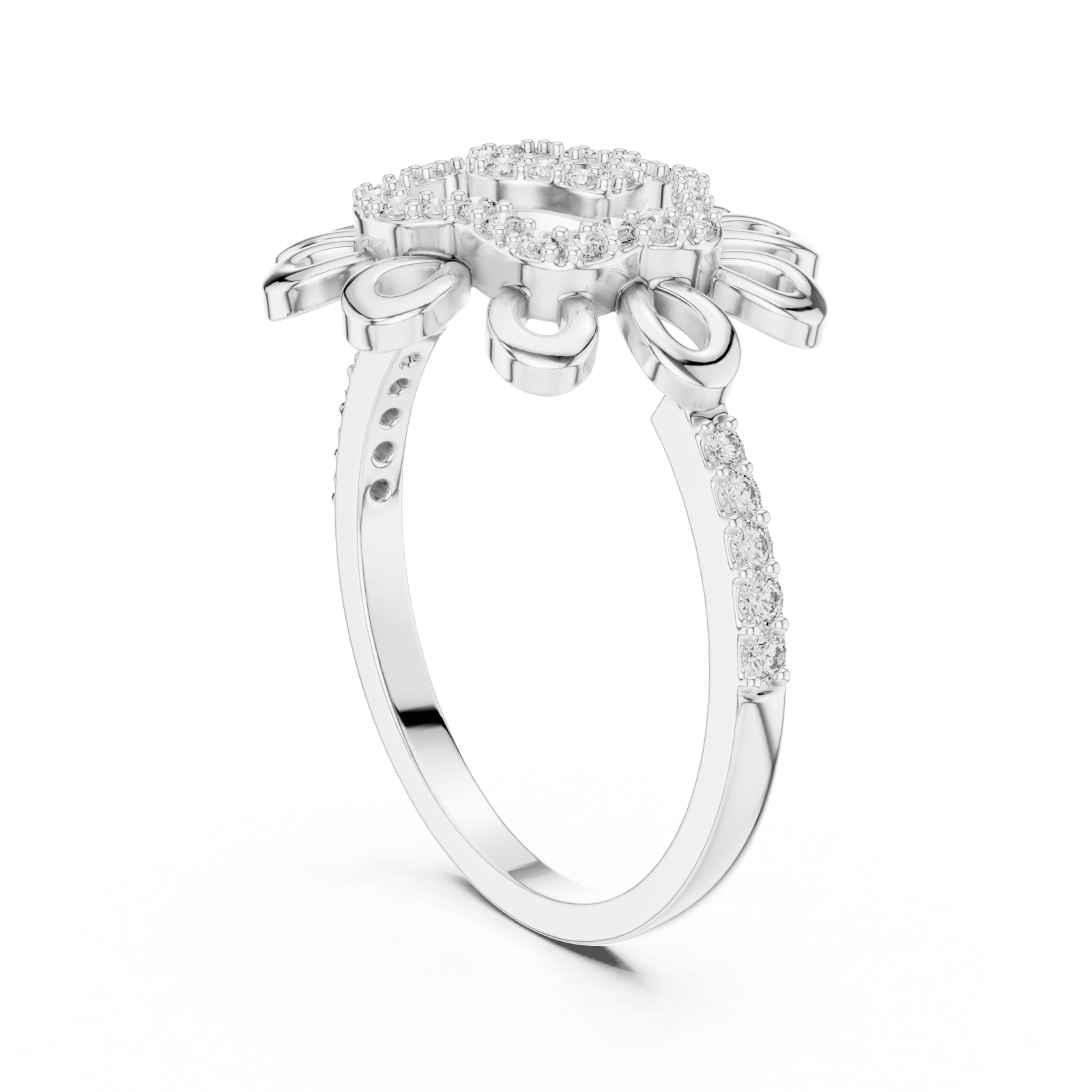  White Gold Petal Reverie Halo Ring Left View
