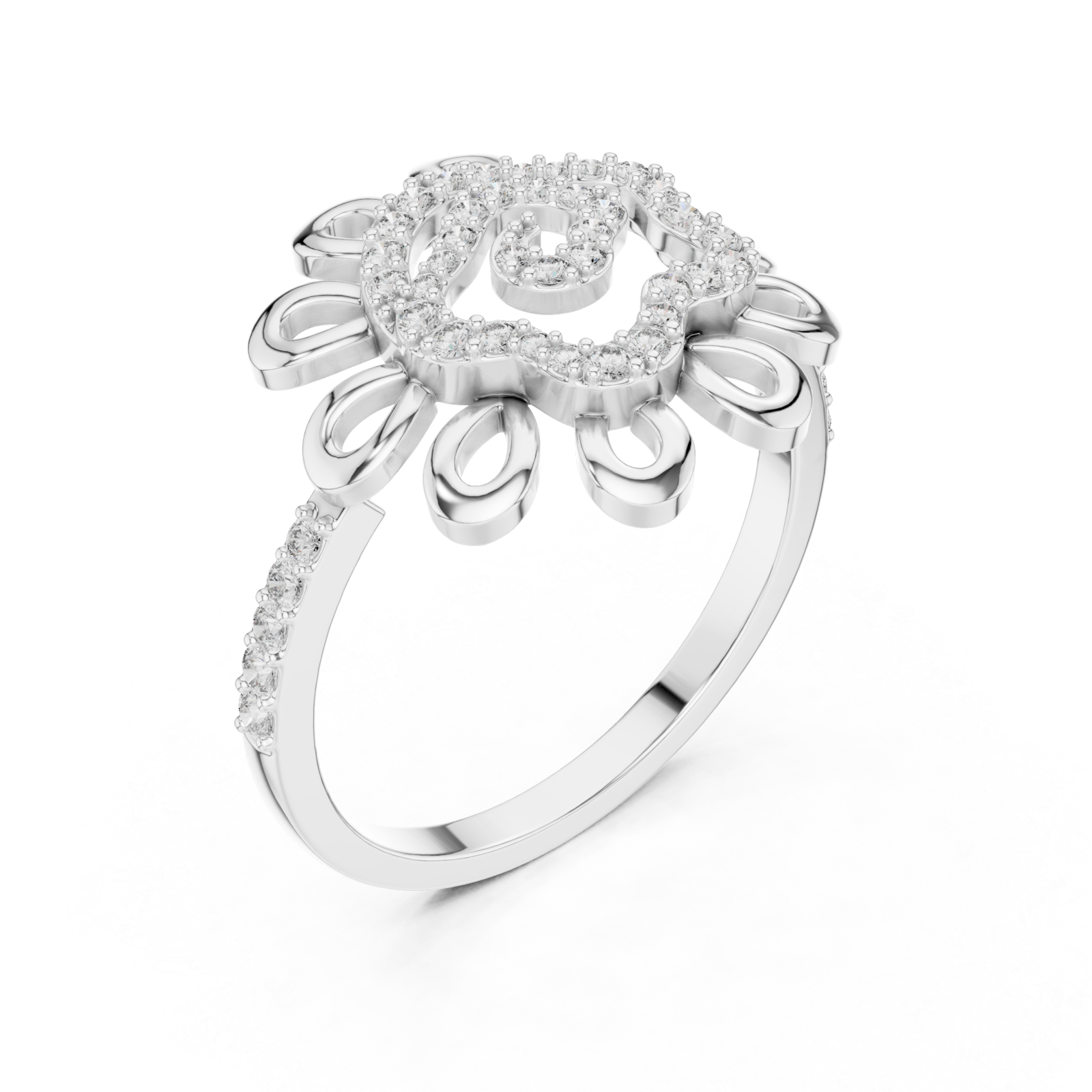  White Gold Petal Reverie Halo Ring Right View