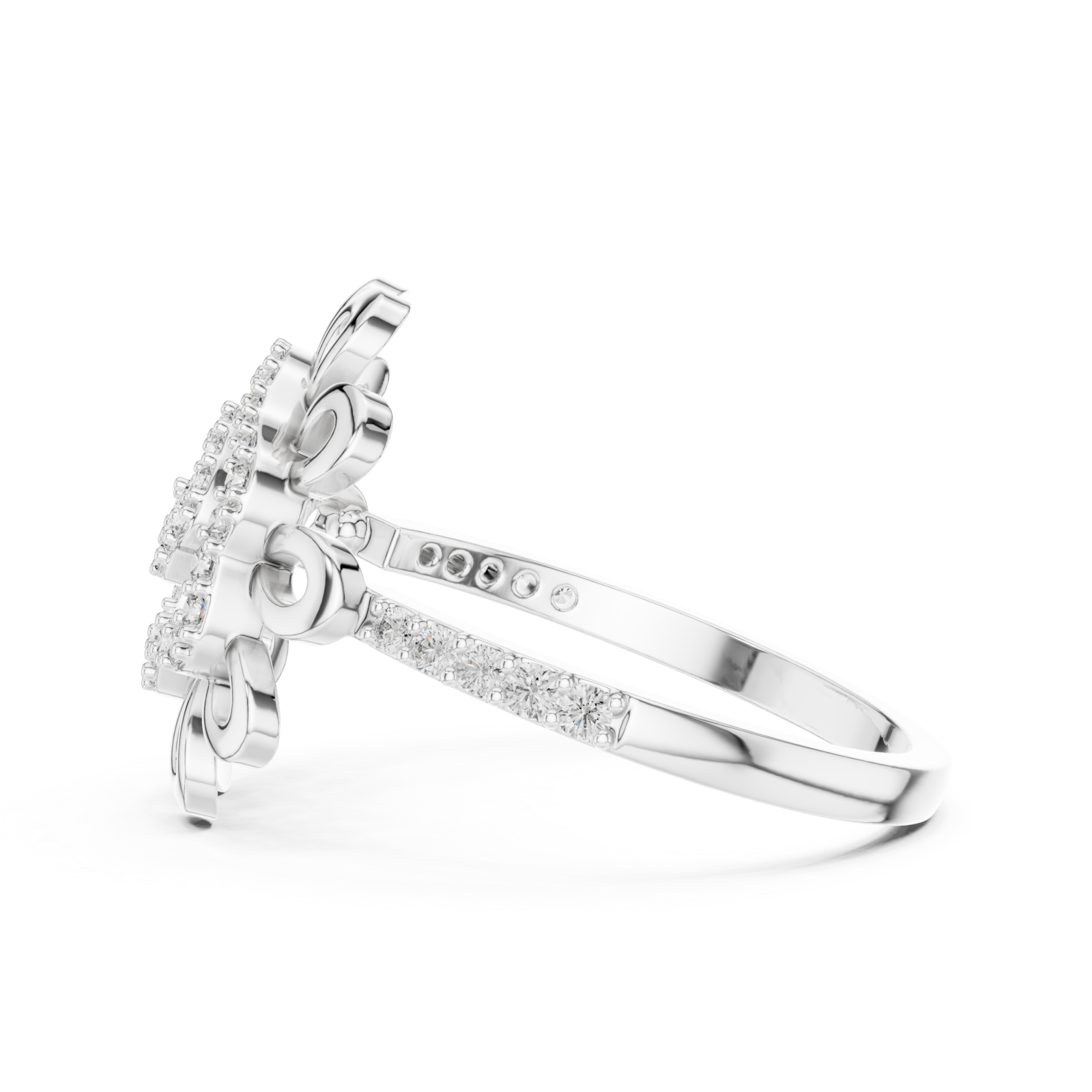  White Gold Petal Reverie Halo Ring Side View