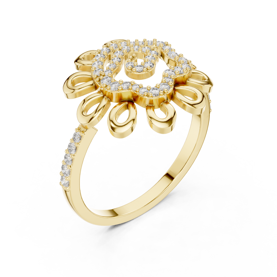 Gold Petal Reverie Halo Ring Right View