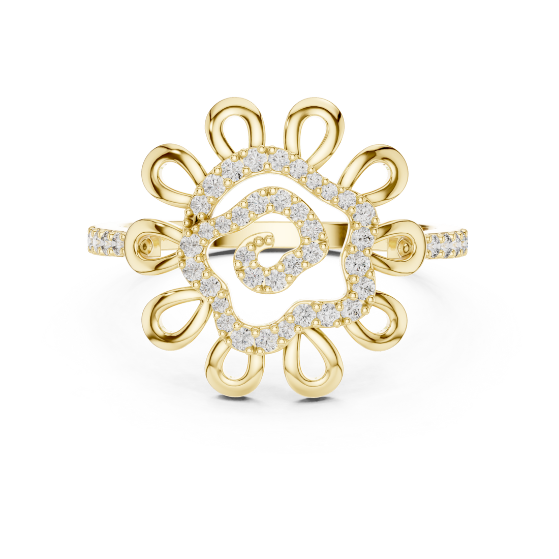 Gold Petal Reverie Halo Ring Right View