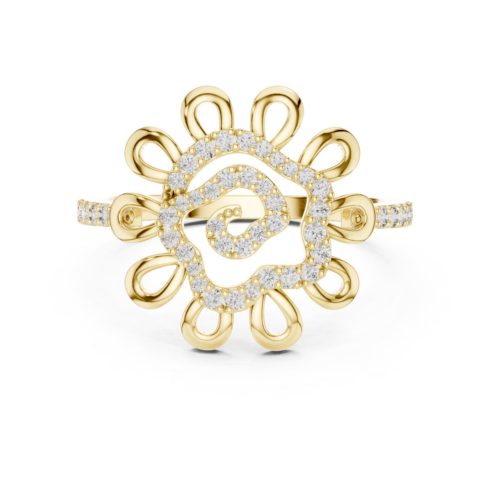  Gold Petal Reverie Halo Ring Front View