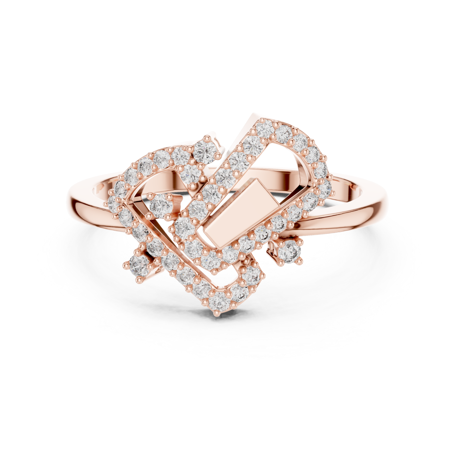  Rose Gold Luminous Embrace Statement Ring Front View