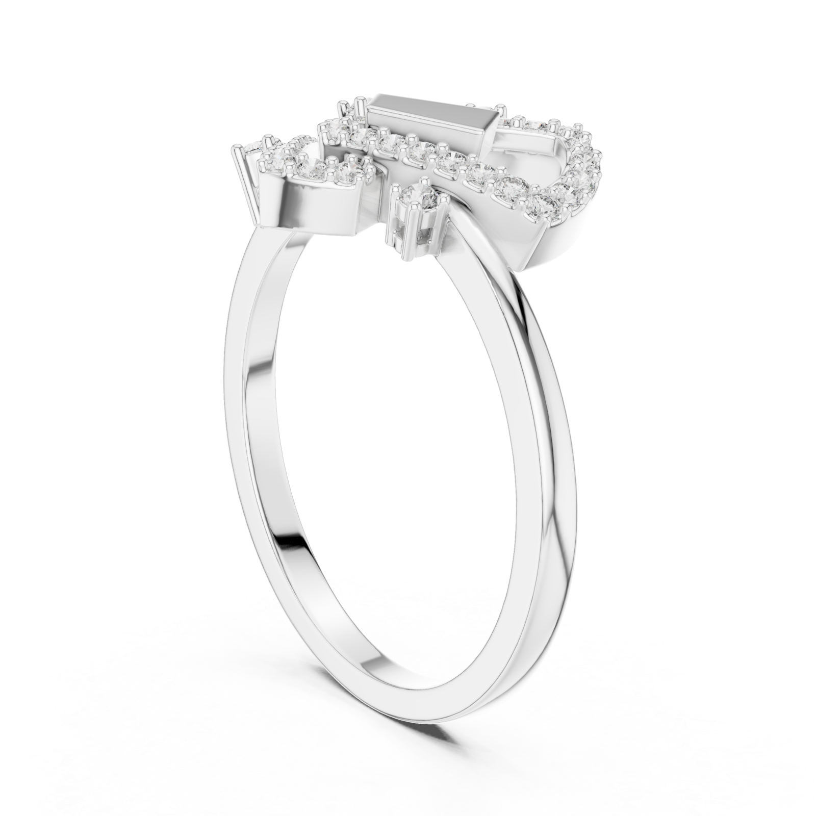  White Gold Luminous Embrace Statement Ring Left View