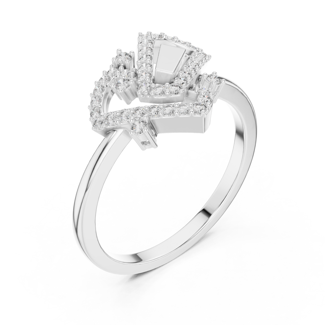  White Gold Luminous Embrace Statement Ring Right View