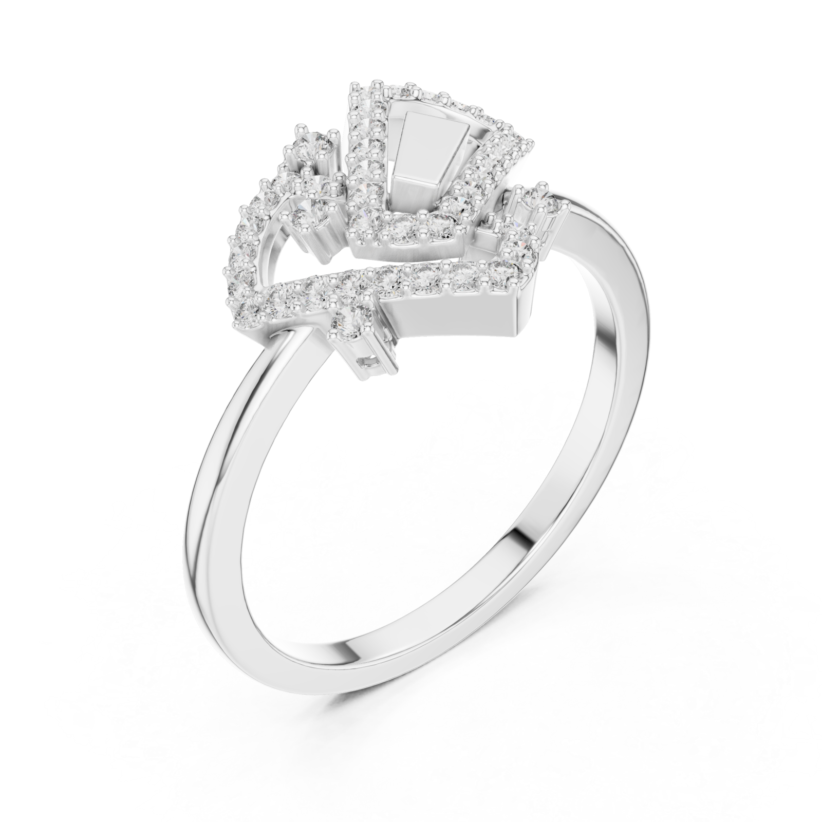  White Gold Luminous Embrace Statement Ring Right View