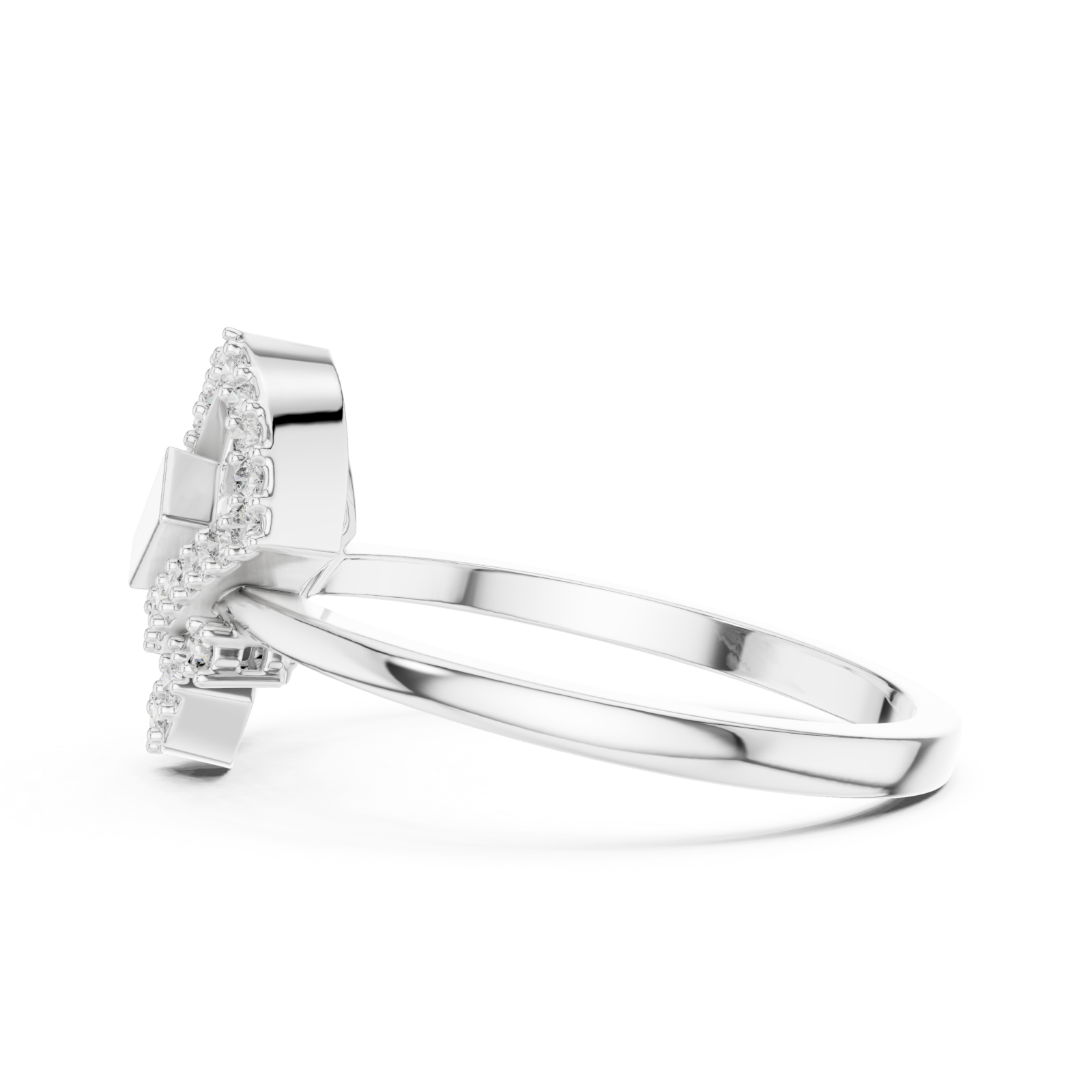  White Gold Luminous Embrace Statement Ring Side View