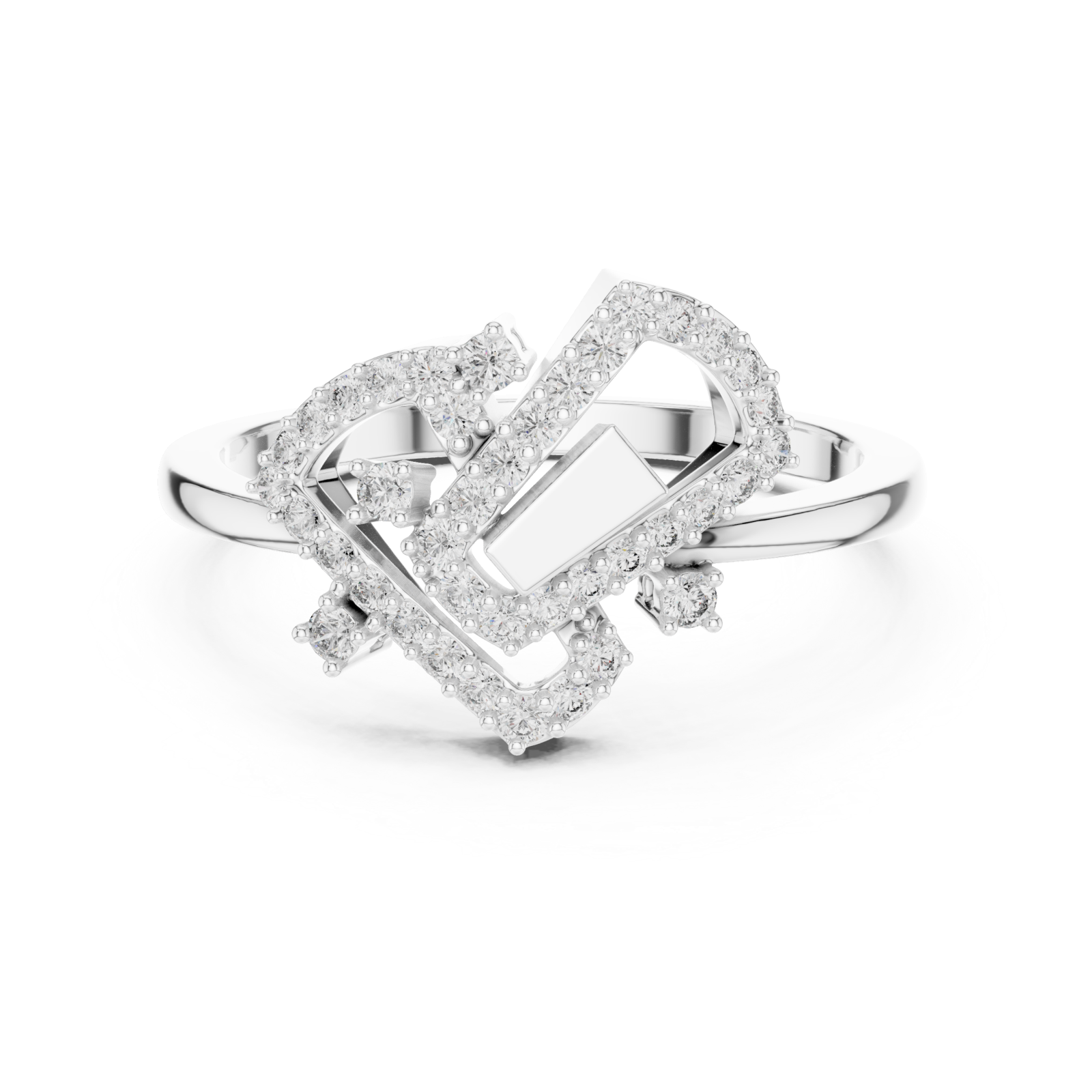  White Gold Luminous Embrace Statement Ring Front View